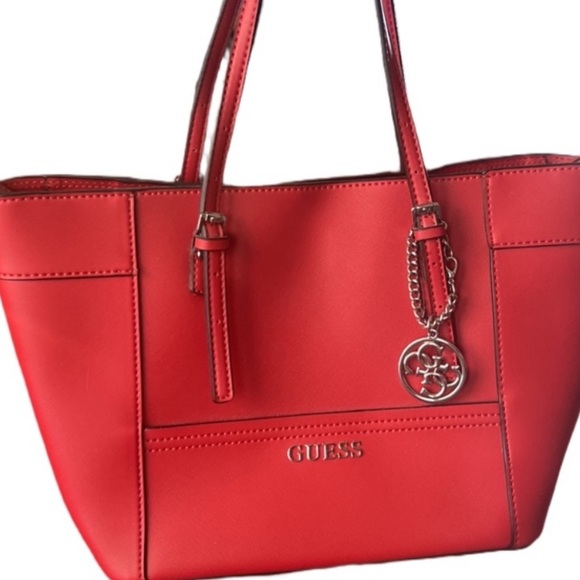 GORGEOUS GUESS Red Shoulder Bag Tote Bag - Picture 2 of 10